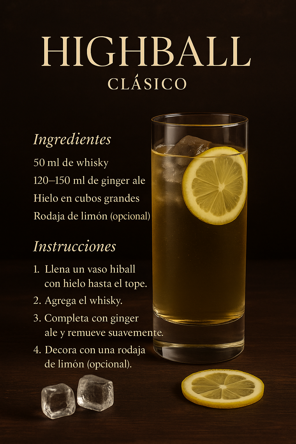 🥃 Highball clásico (Whisky & Ginger Ale)